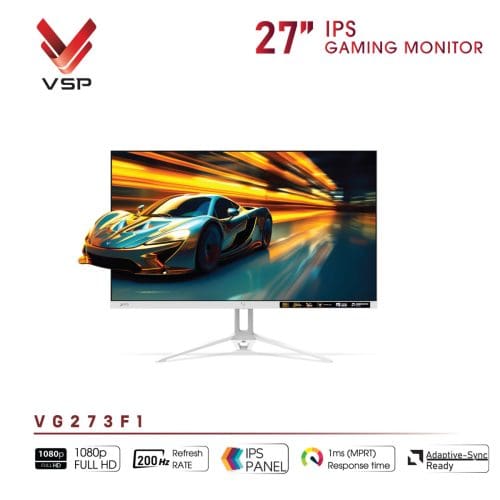 Man hinh Gaming VSP VG273F1 27 Inch IPS FHD 200Hz 1ms FreeSync Adaptive Sync Trang